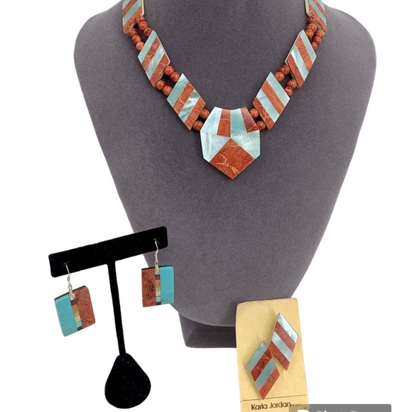Karla Jordan Inlaid Necklace and Earring Set - Picture 3 of 6